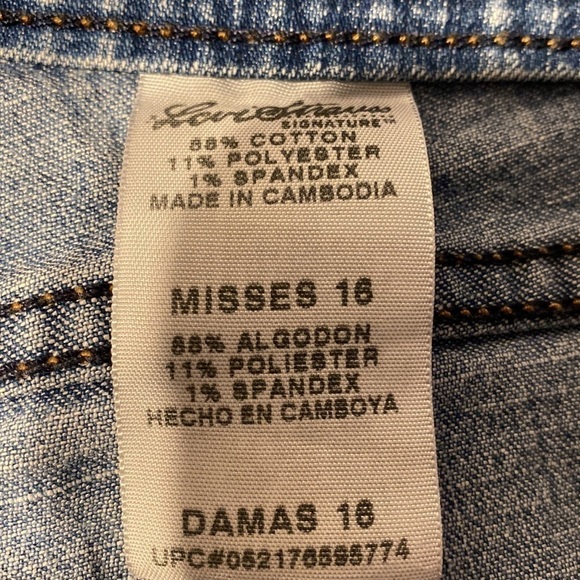 O womens Levi Strauss stretch solid blue denim capri dungarees size 16 - Picture 5 of 5